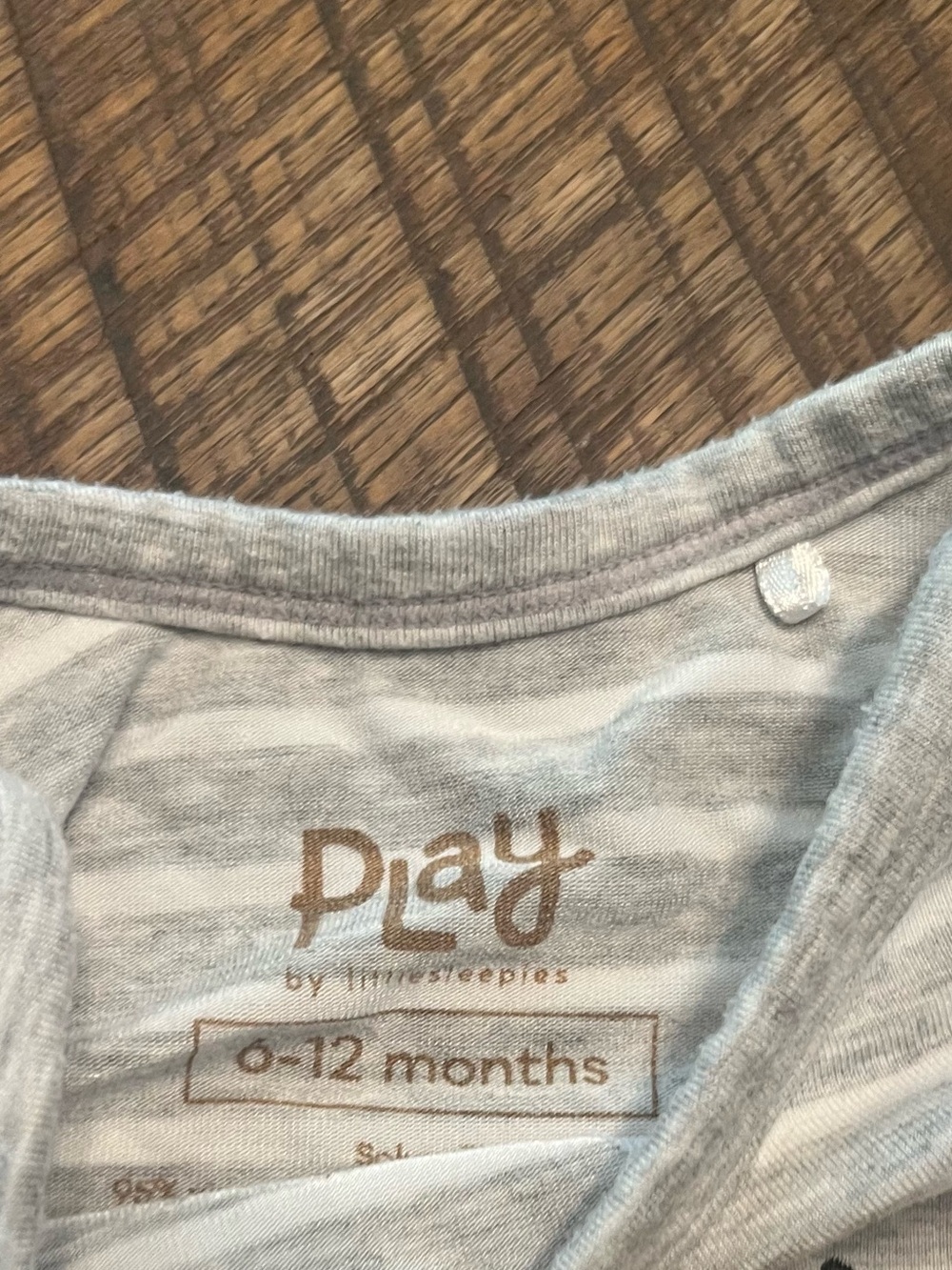 Little Sleepies Gray Striped Baby One-Piece with Yellow Bee Patch - Picture 3 of 3